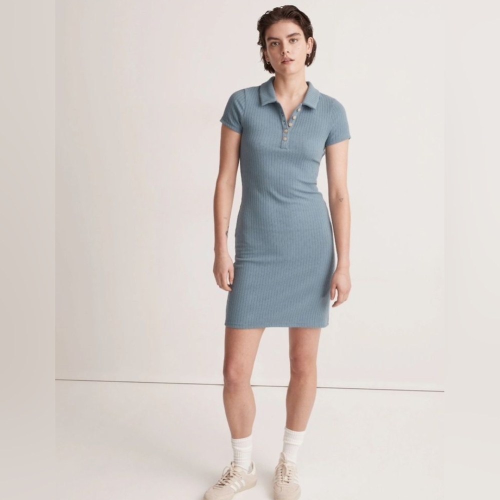 Madewell baby blue collared bodycon dress
